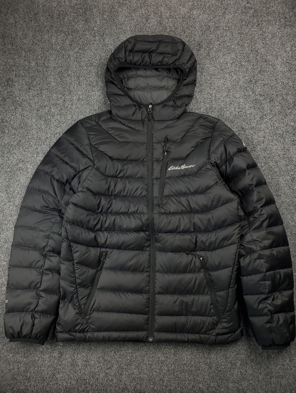 Eddie Bauer Goose Down Puffer Jacket First Ascent Small Hooded Packable Black